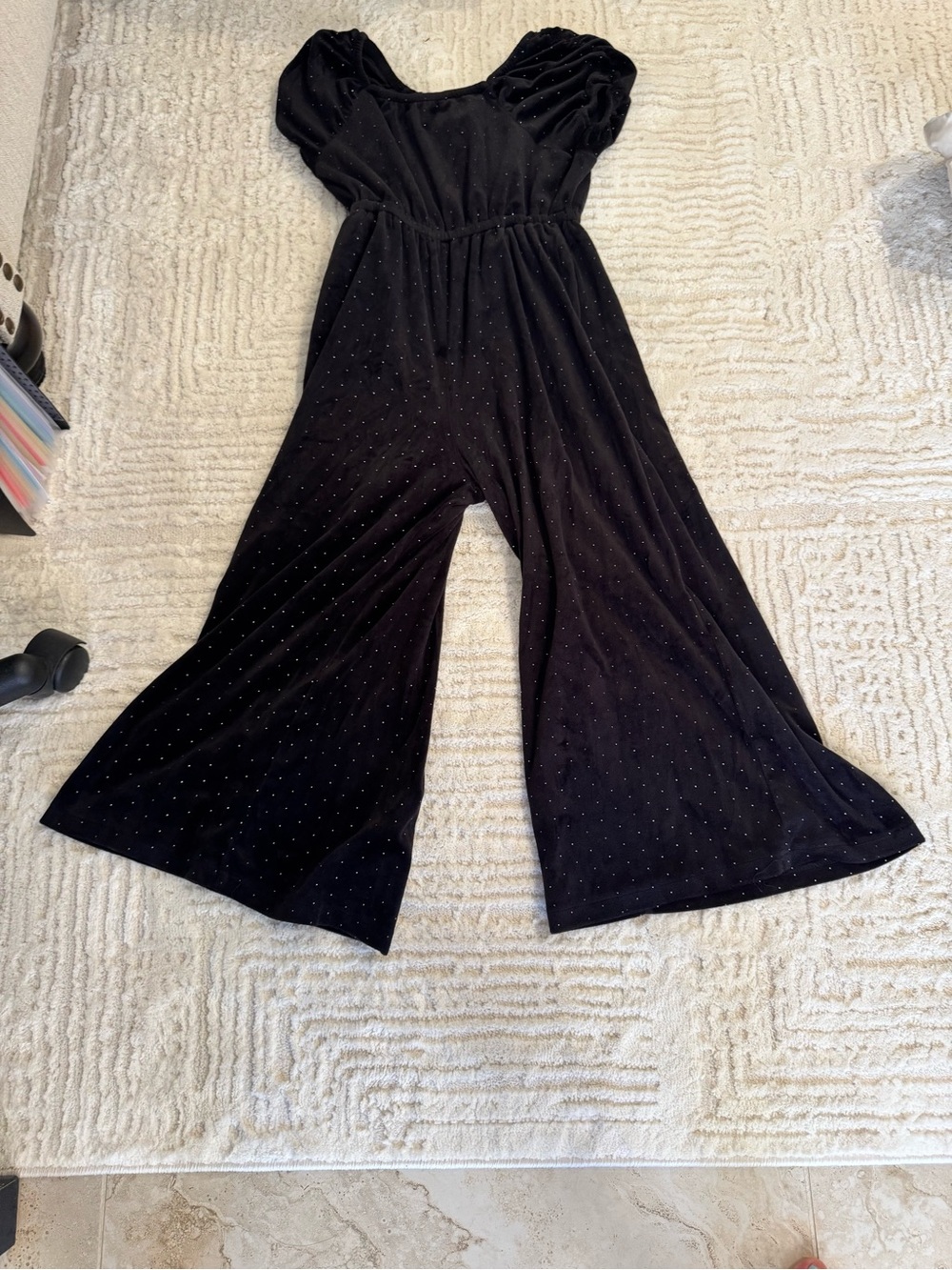 Tahari Black Wide-Leg Jumpsuit with Subtle Rhinestones